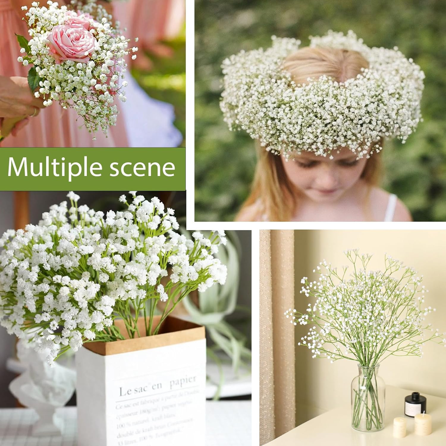 36 Pcs Babys Breath Artificial Flowers, Baby Breath Flowers Artificial Bulk Long