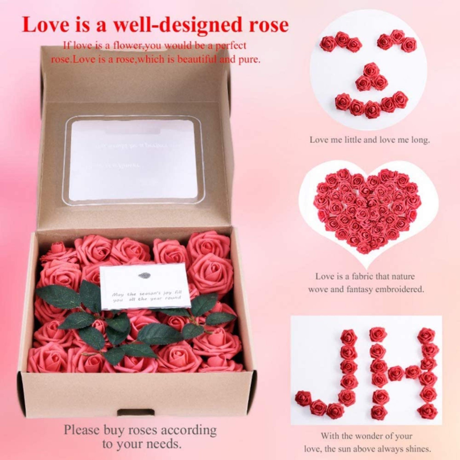 Artificial Rose Flowers 50pcs Pink Fake Roses Artificial Foam Roses Real Looking