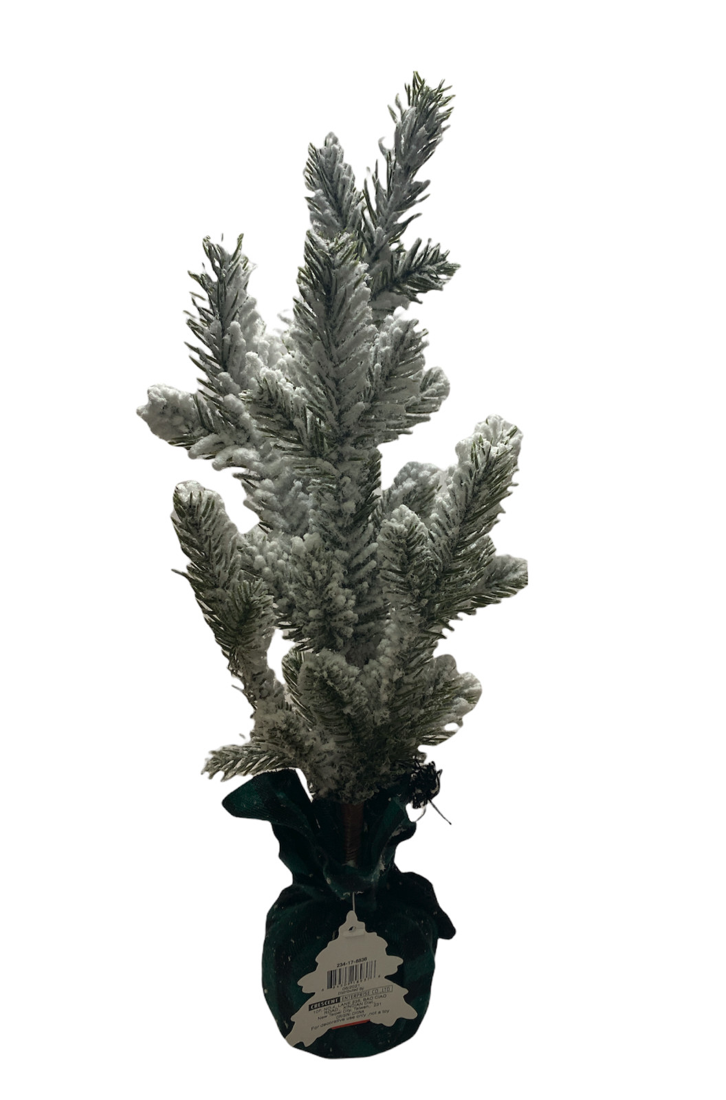 13″ Mini Artificial Christmas Tree w/White Snow Flocked Balsam Fir Potted Decor