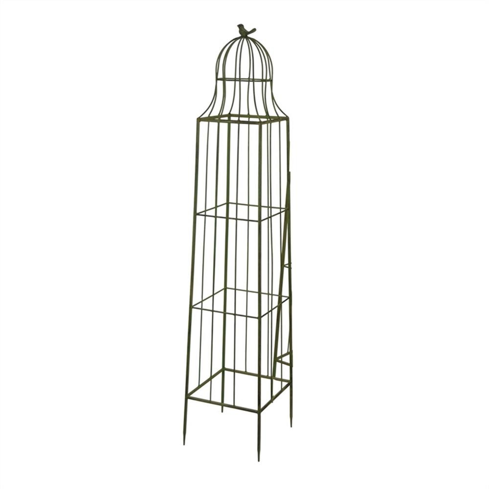 Bowery Hill Plant Trellis Set of 2 in Green Metal with Cage Design