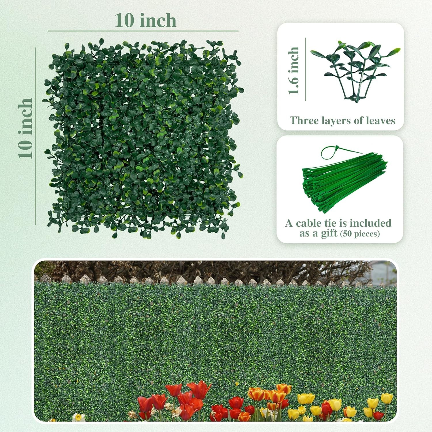Artificial Greenery Grass Wall Panel, 10×10 Inch 6-Pack (4.2 sqft), UV-Anti F…