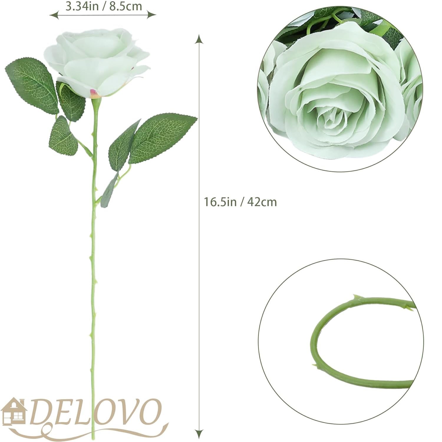 52pcs Light Green Roses Artificial Flowers Green Fake Flowers Silk Roses with…