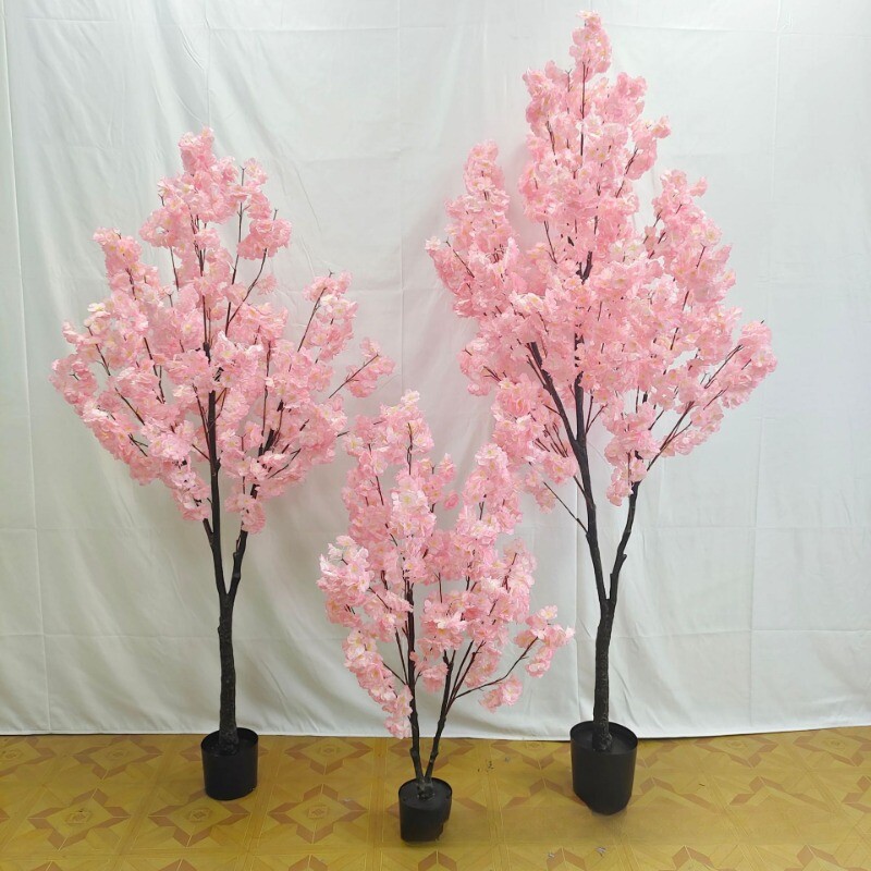 Simulation plant pot decoration bionic green plant fake green pink cherry tree