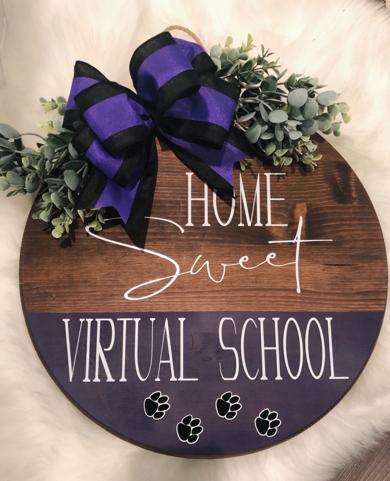 New Custom Home Sweet Virtual School Round Front Door Hanger Wreath Wall 15”
