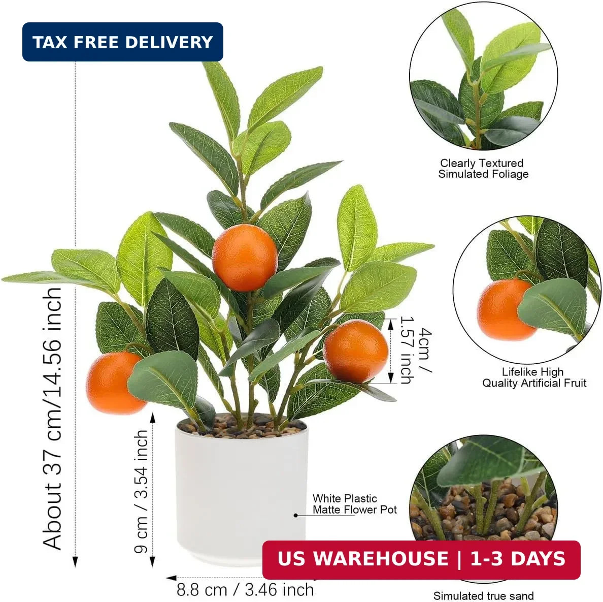 Woration 14.5″ Artificial Orange Plant Potted Home Office Decor Indoor | Small f