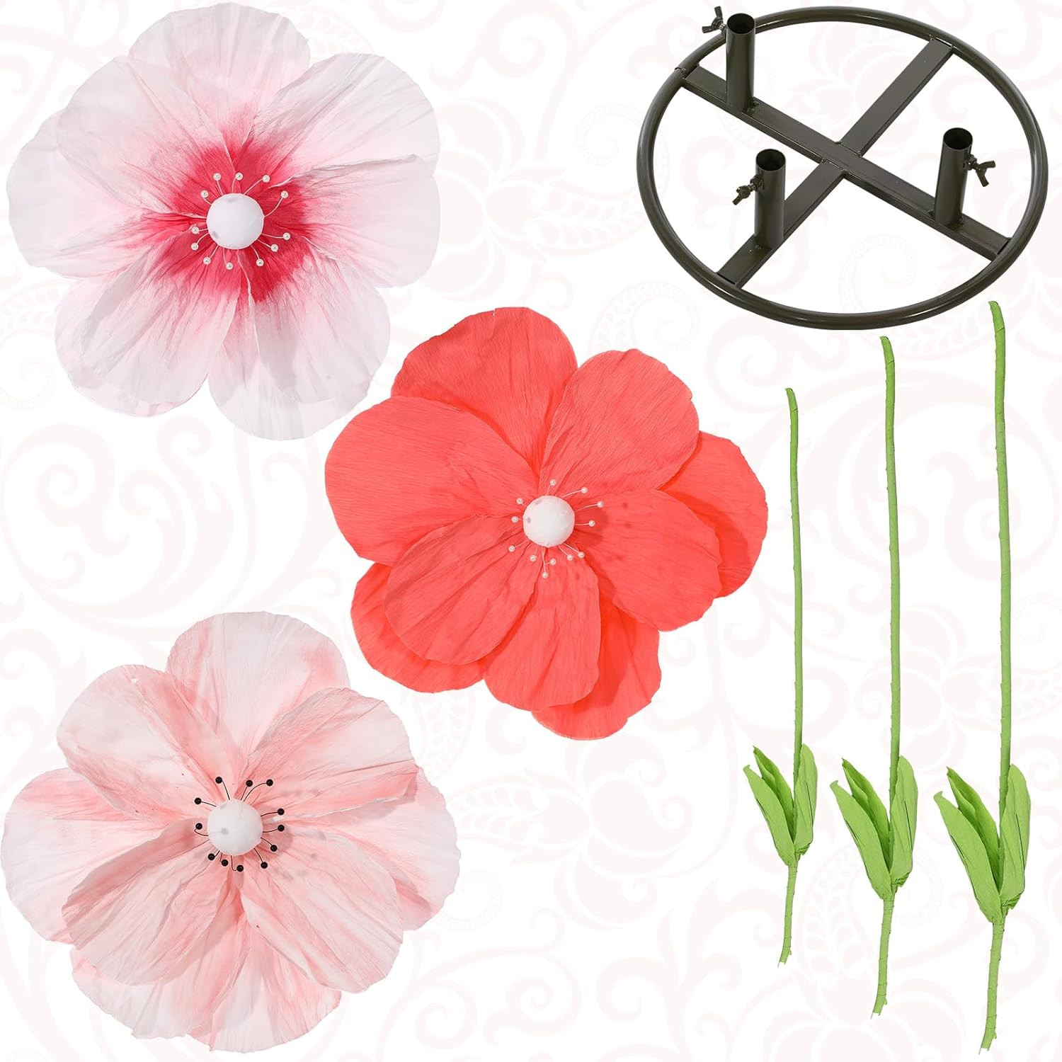 Giant 6.1Ft Artificial Flowers with Stand for Garden Party & Wedding Decor