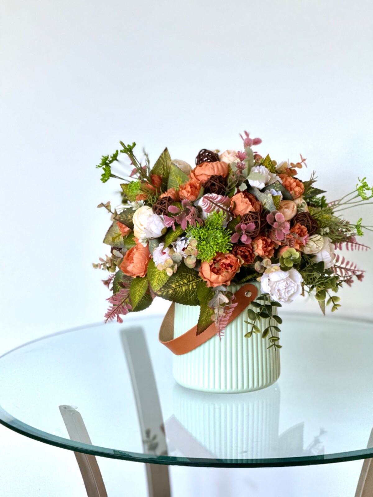 Flower arrangement “Spring“ in a vase, width 16’, height 15’, home decor