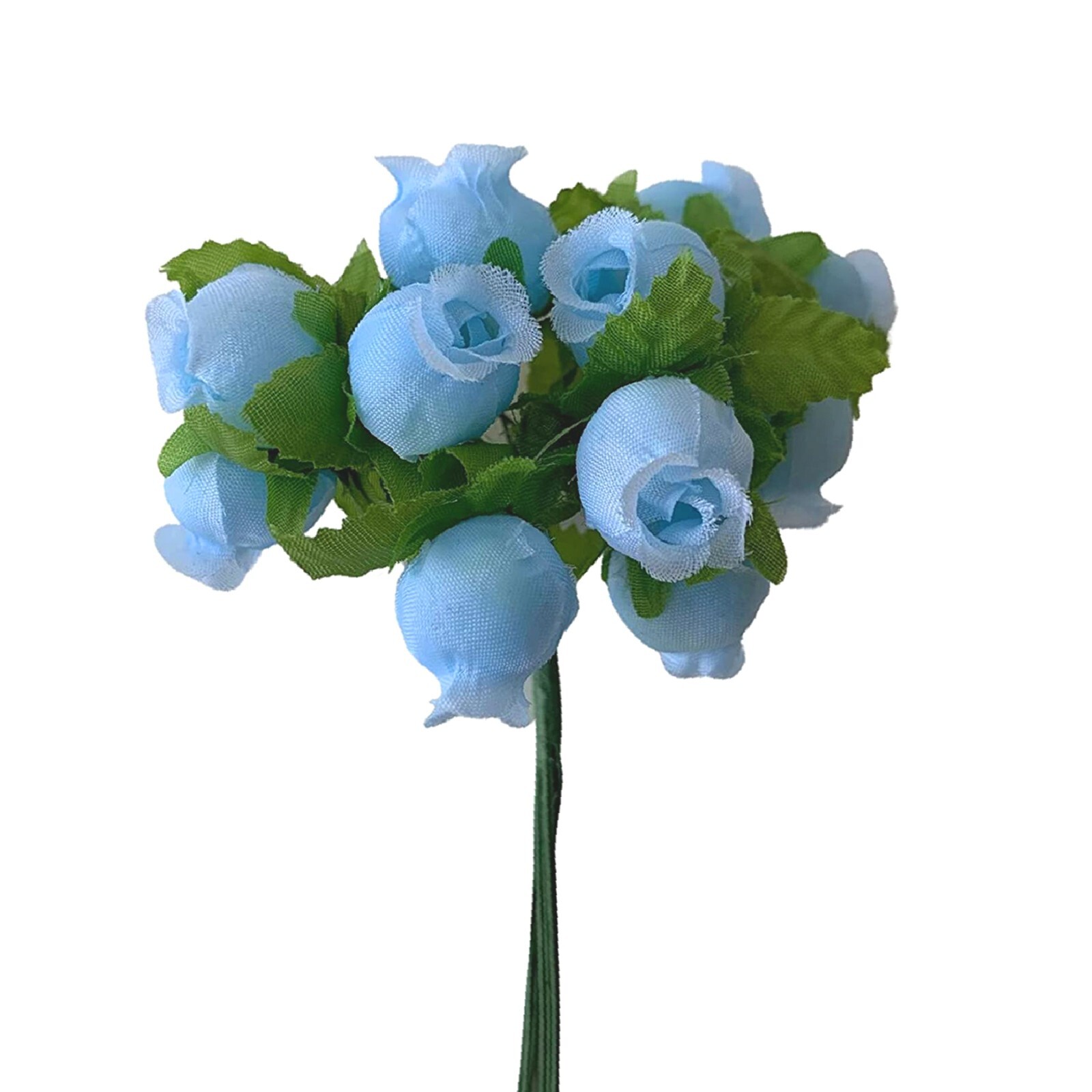 Light Blue Artificial Silk Flower Roses 12 Mini Bouquet of 12 Rosebuds 144 Total