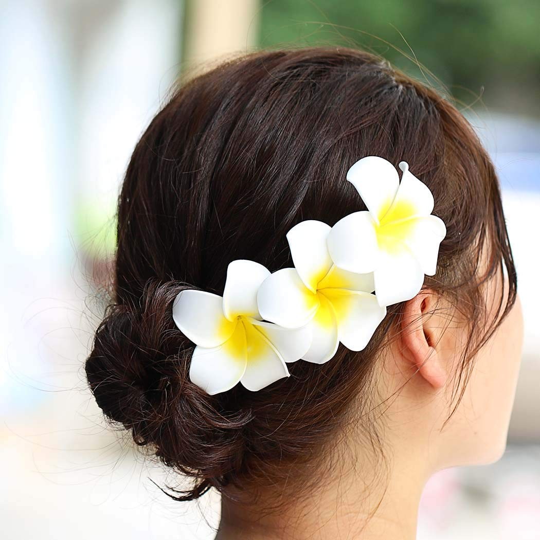 25 Pieces 2.5 Inch White Foam Hawaiian Frangipani Artificial Plumeria Flower …