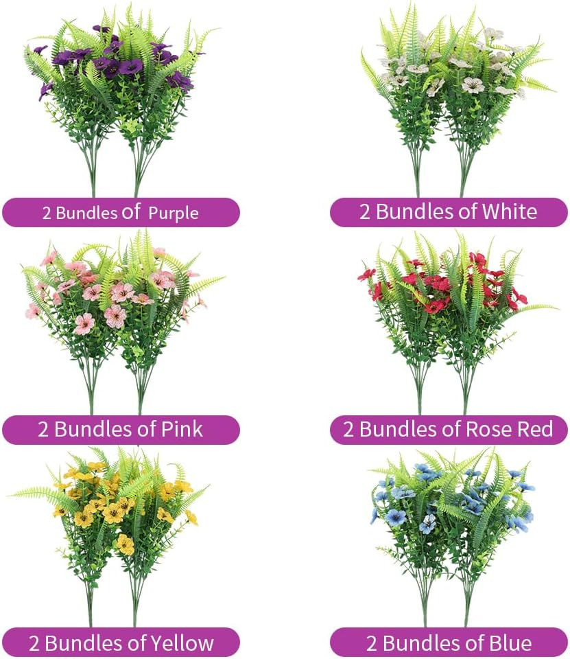 12 Bundles Faux Boston Fern & Eucalyptus – UV Resistant Outdoor Decor