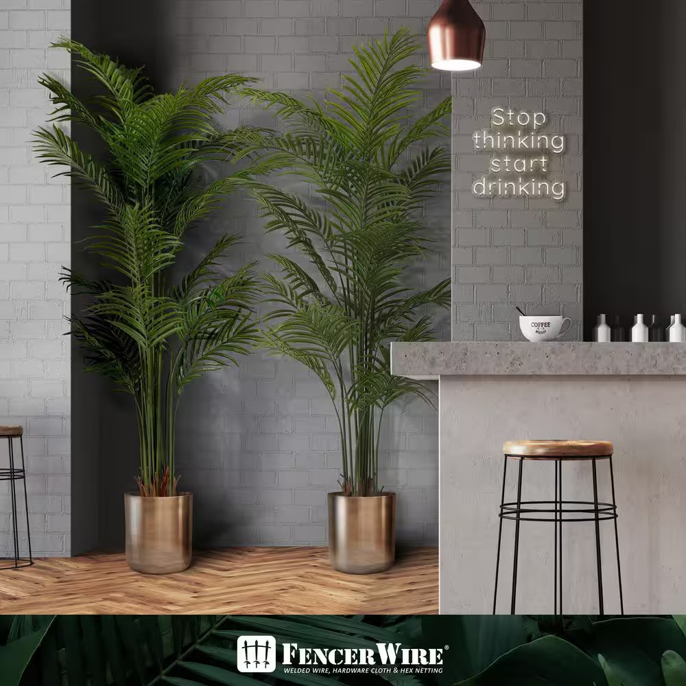 7 Ft. Green Artificial Palm Tree, Faux Dypsis Lutescens Plant in Pot with Dried