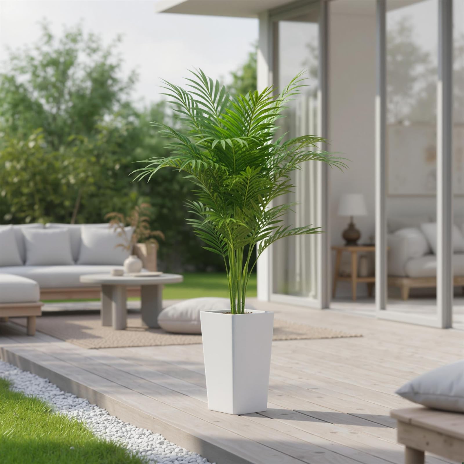 4.2FT Artificial Palm Tree Indoor Decor,Tall Realistic Faux Areca Palm for Home