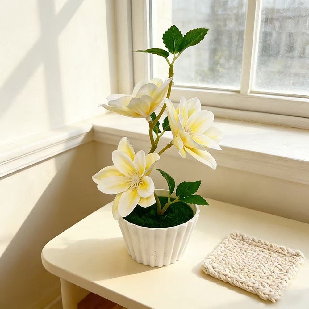 Artificial Magnolia Flowers 23cm for Cake Cup Decoration White Pink Purple