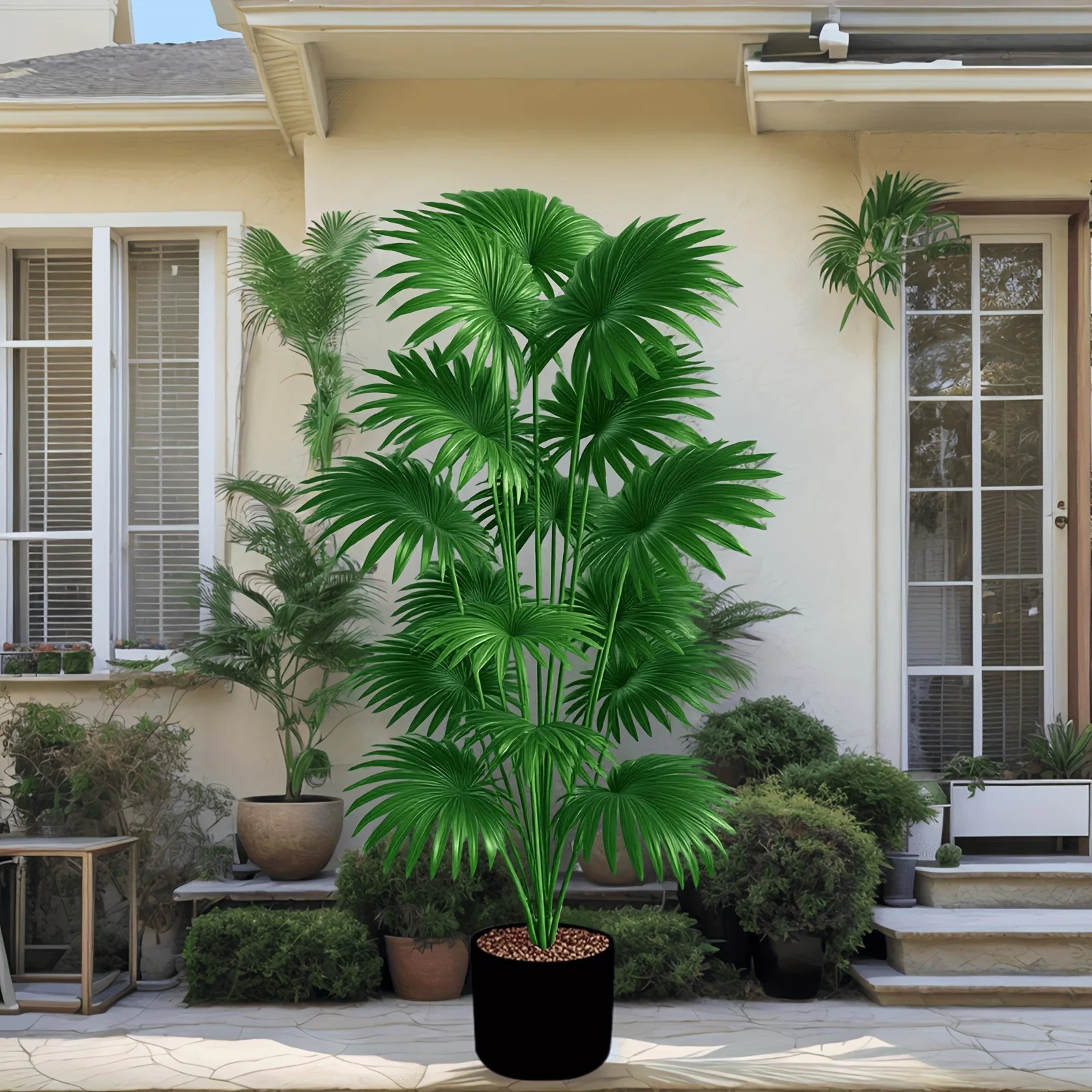 43.3in Artificial Palm Tree Large Fake Tropical Plant Indoor Outdoor No Pot