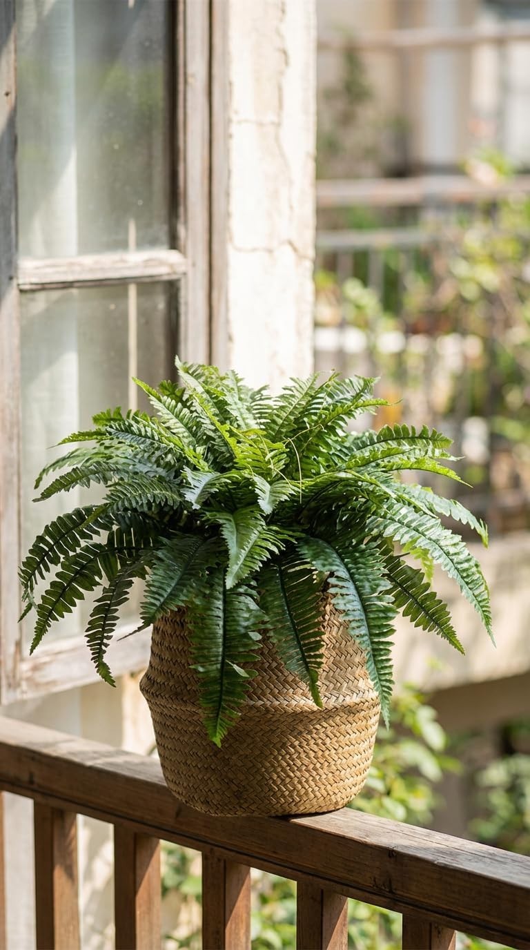 Large Artificial Hanging Ferns – 35in Silk Green Plants for Home Garden Decor (2