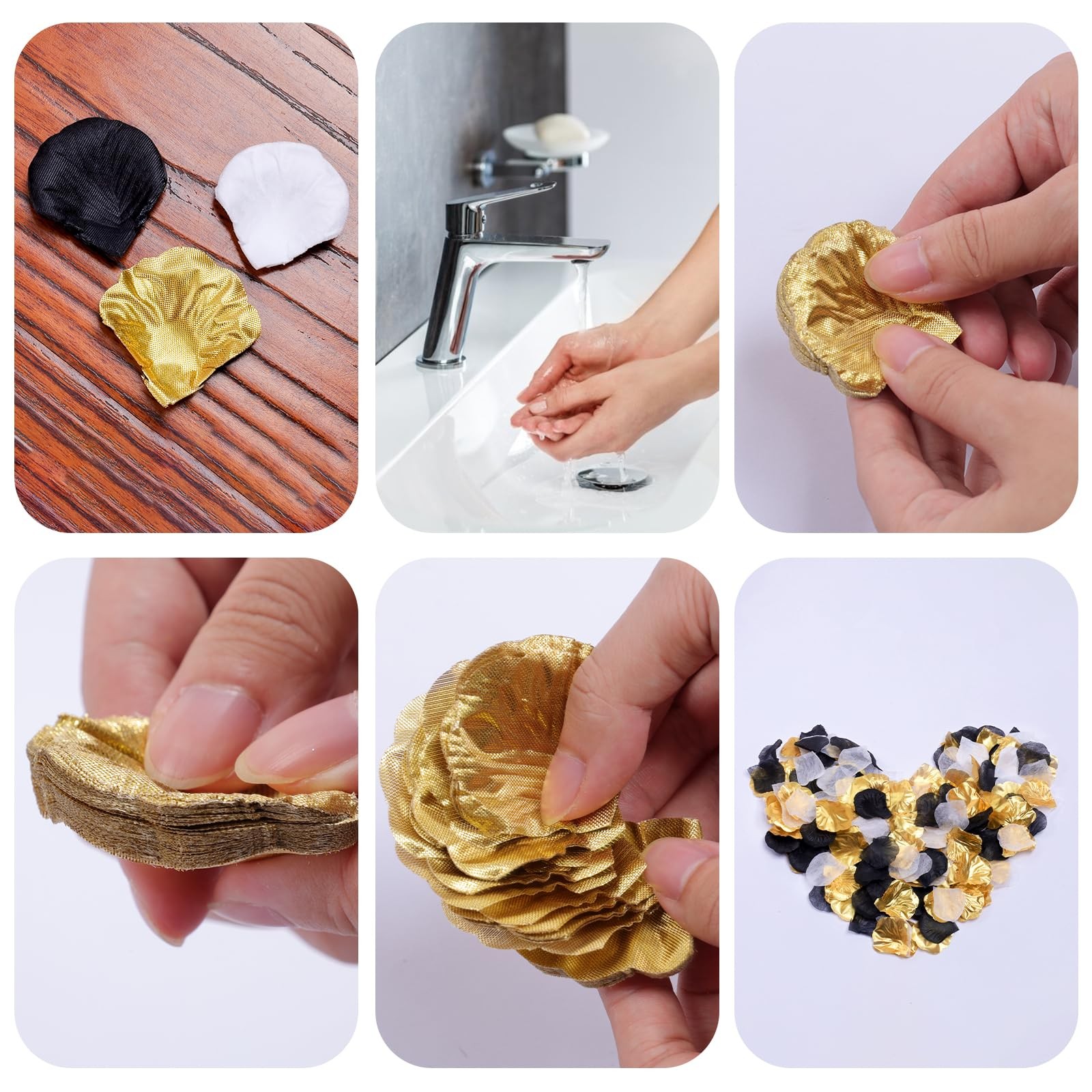 1800 PCS Bulk Artificial Rose Flower Petals Fits Wedding Black Gold White Decor