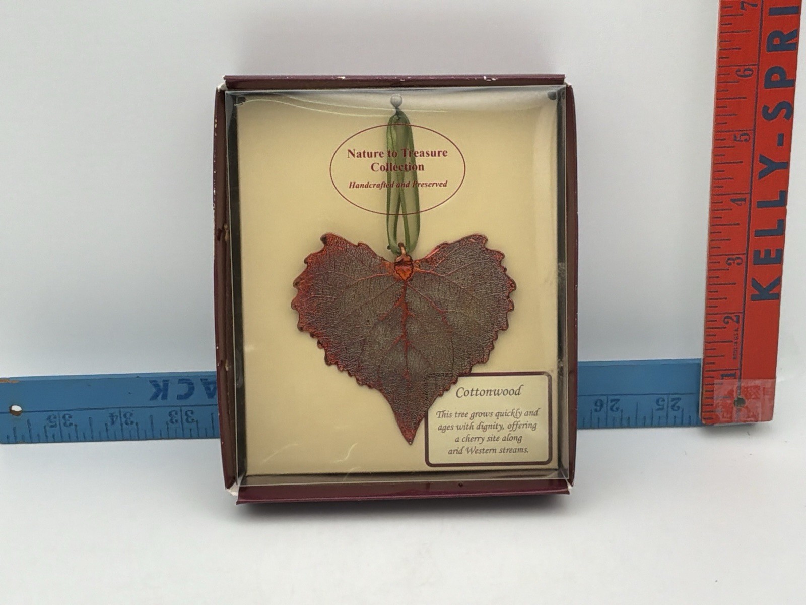 Vintage Cottonwood Leaf Ornament Nature To Treasure Rose Lady w Box