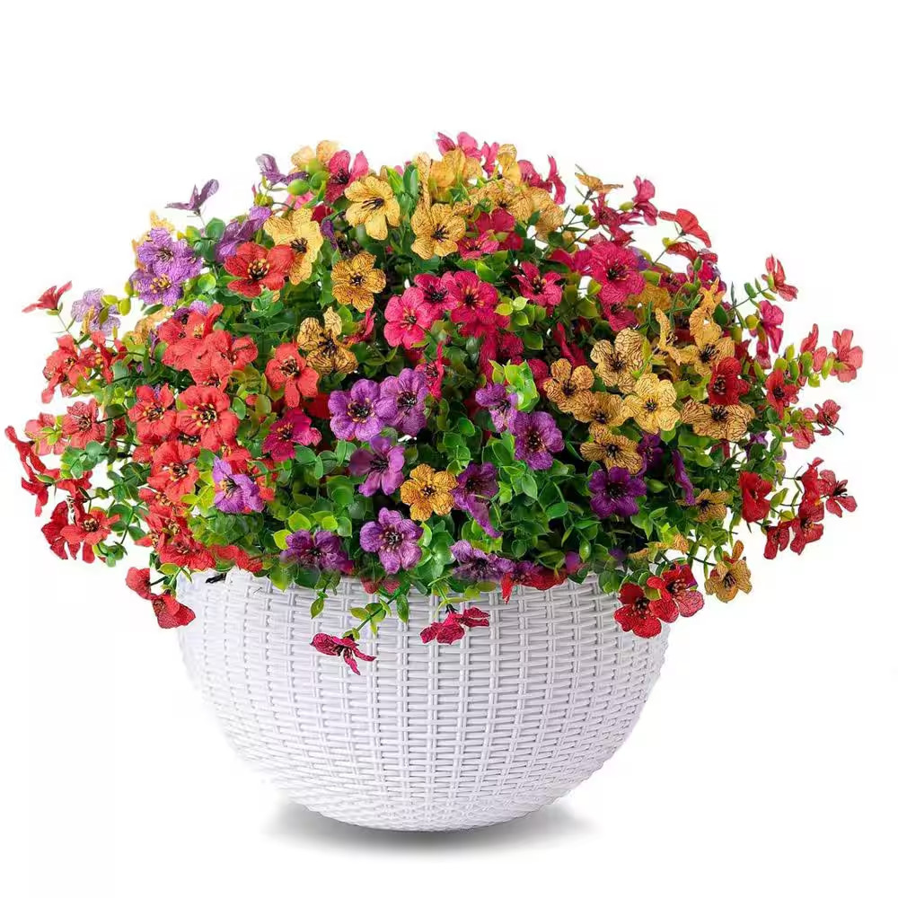 2.00 In. 12 Bundles UV Resistant Artificial Outdoor Flowers with 6 Butterflies f