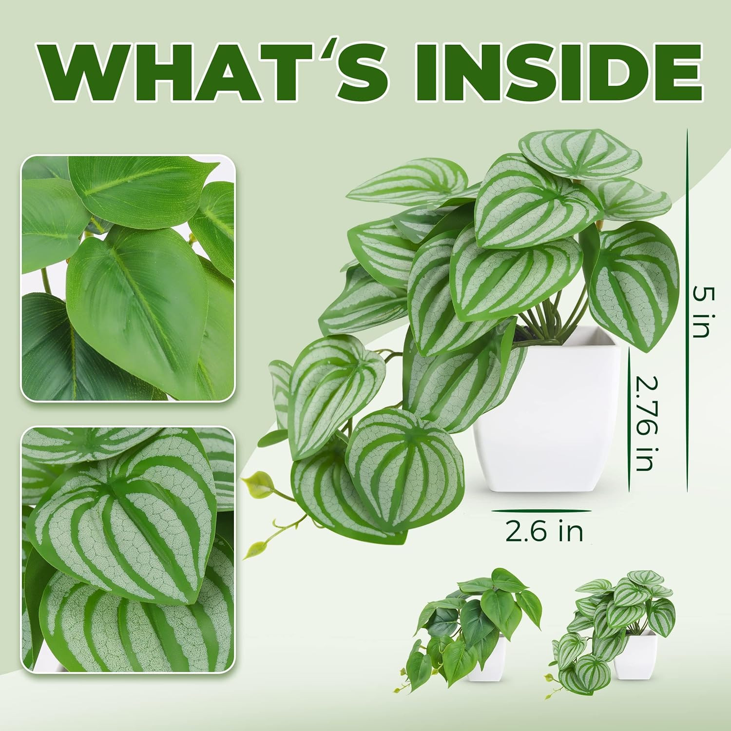 2Pcs Small Fake Plants Artificial Mini Faux Plants for Bathroom Office Desk Shel