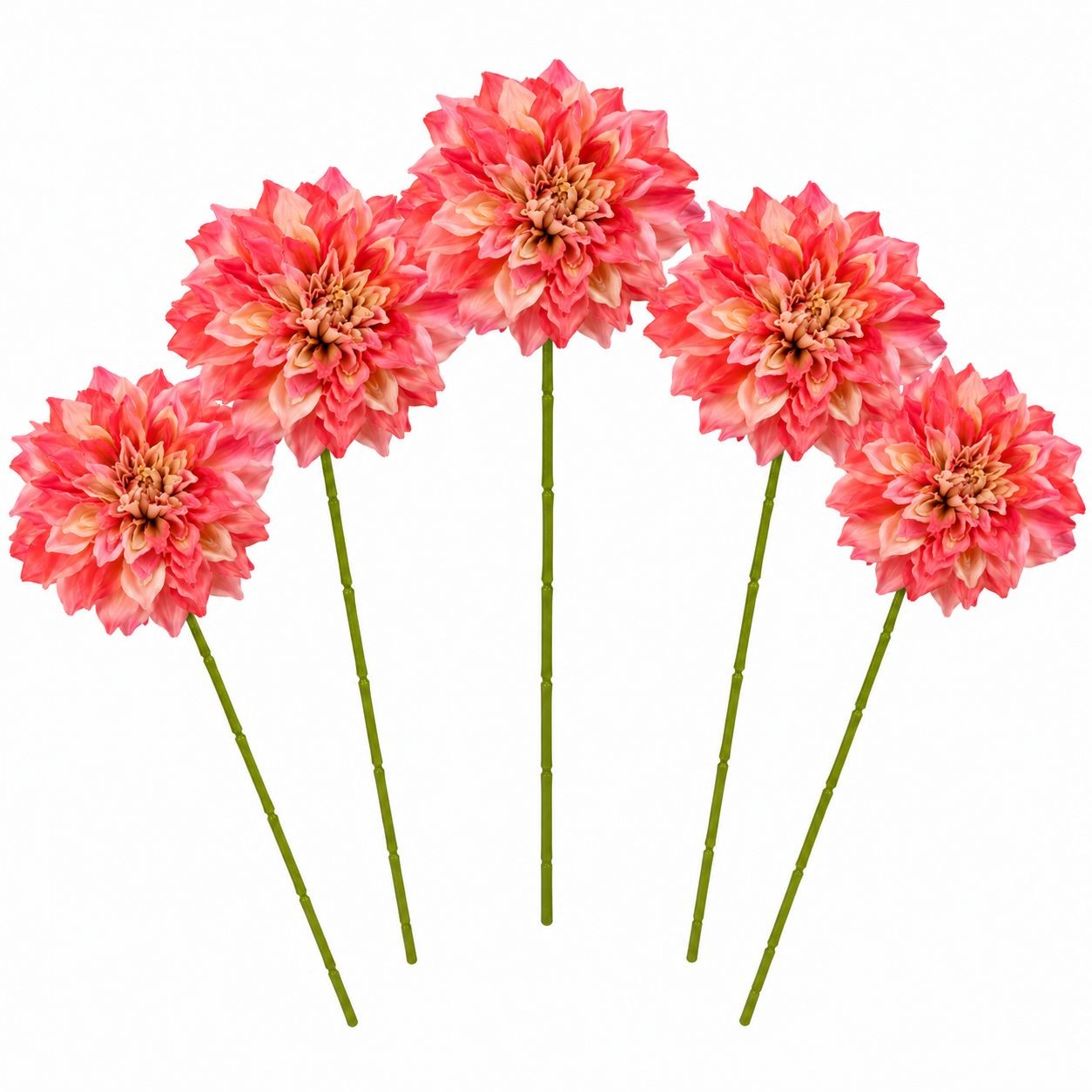 Coral Pink Dahlia Stem Bundle Faux Flowers Wedding Bouquet Flowers Farmhouse Flo
