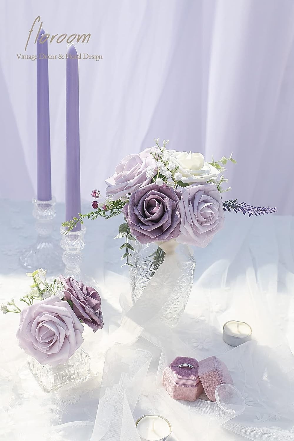 Artificial Flowers 25pcs Real Looking Lavender African Violet Purple Foam Fak…