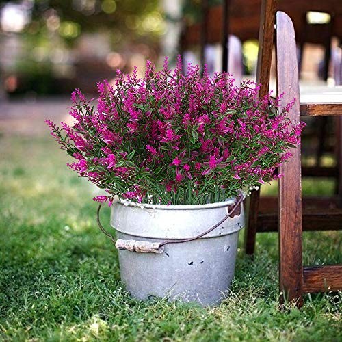 8 Pack UV Resistant Artificial Lavender Flowers Faux Shrubs Outdoor Indoor Decor