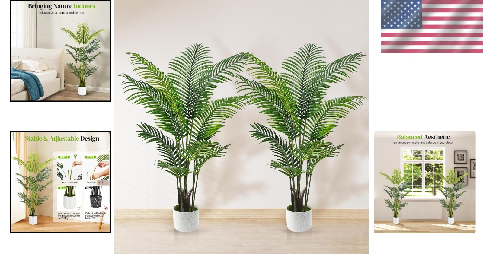 Customizable 4FT Artificial Palm Plants with Tall White Pots – Easy Assembly