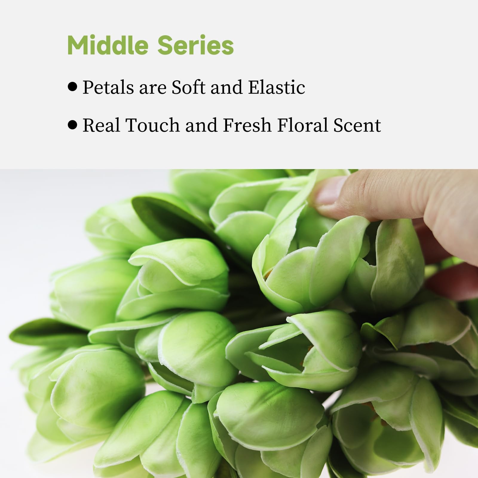12 PCS Green Artificial Tulips Bulk RealTouch Fake Flowers Bridal Bouquet