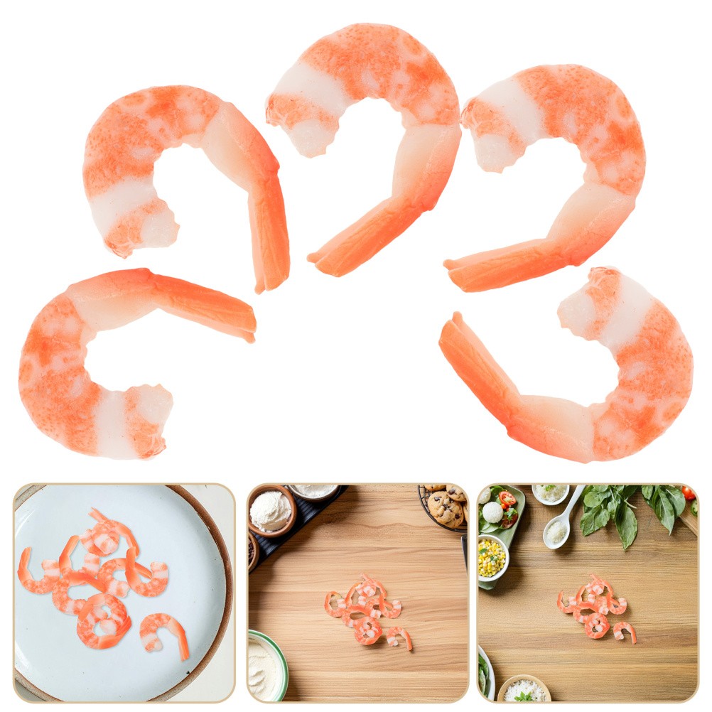 10 Pcs Plastic Cooked Shrimp Model Realistic Food Toy Decoration For Party