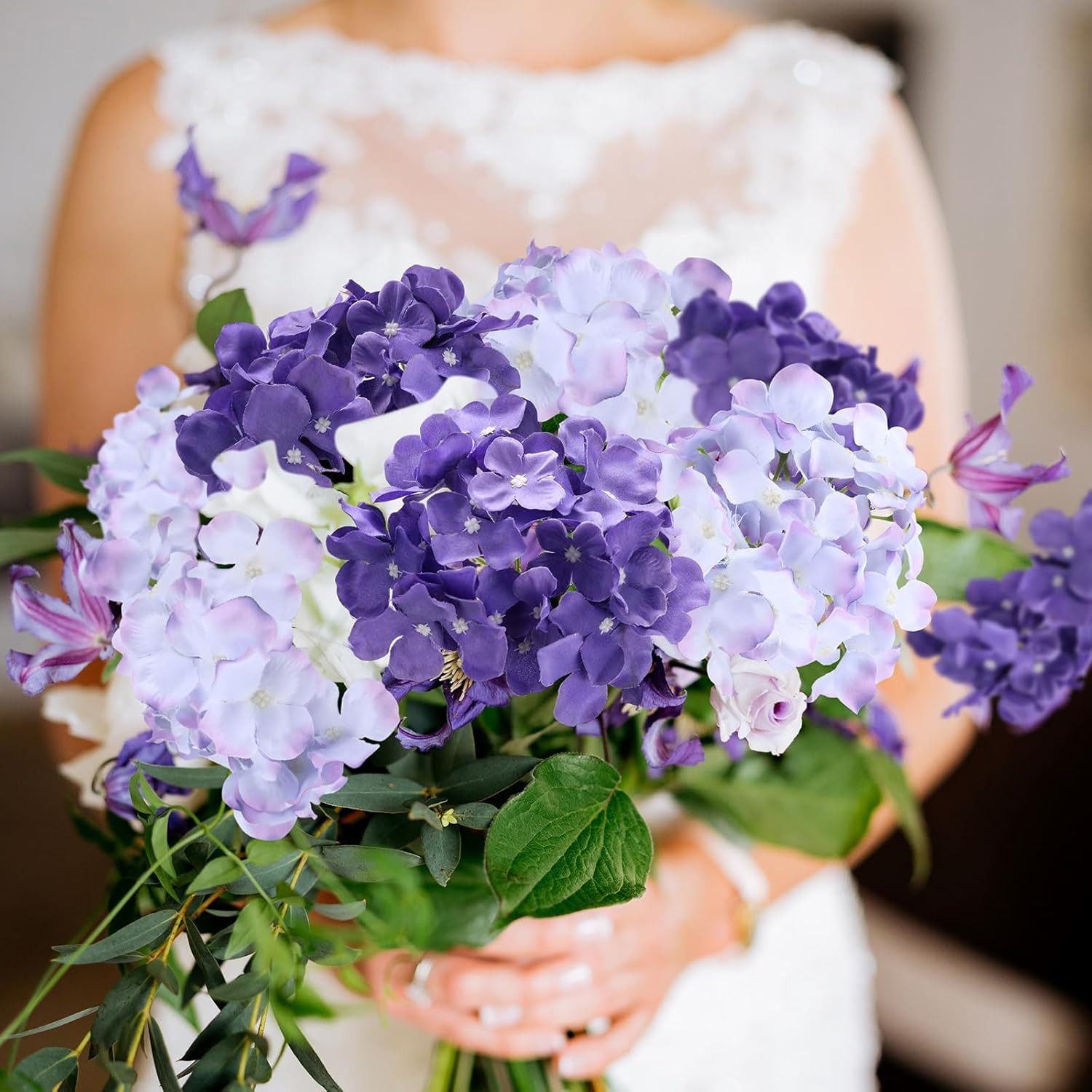 100 Pcs Silk Hydrangea Flower Heads for Wedding & Home Decor – Purple