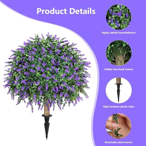 Artificial Topiary 26in Purple Lavender 2 Pack
