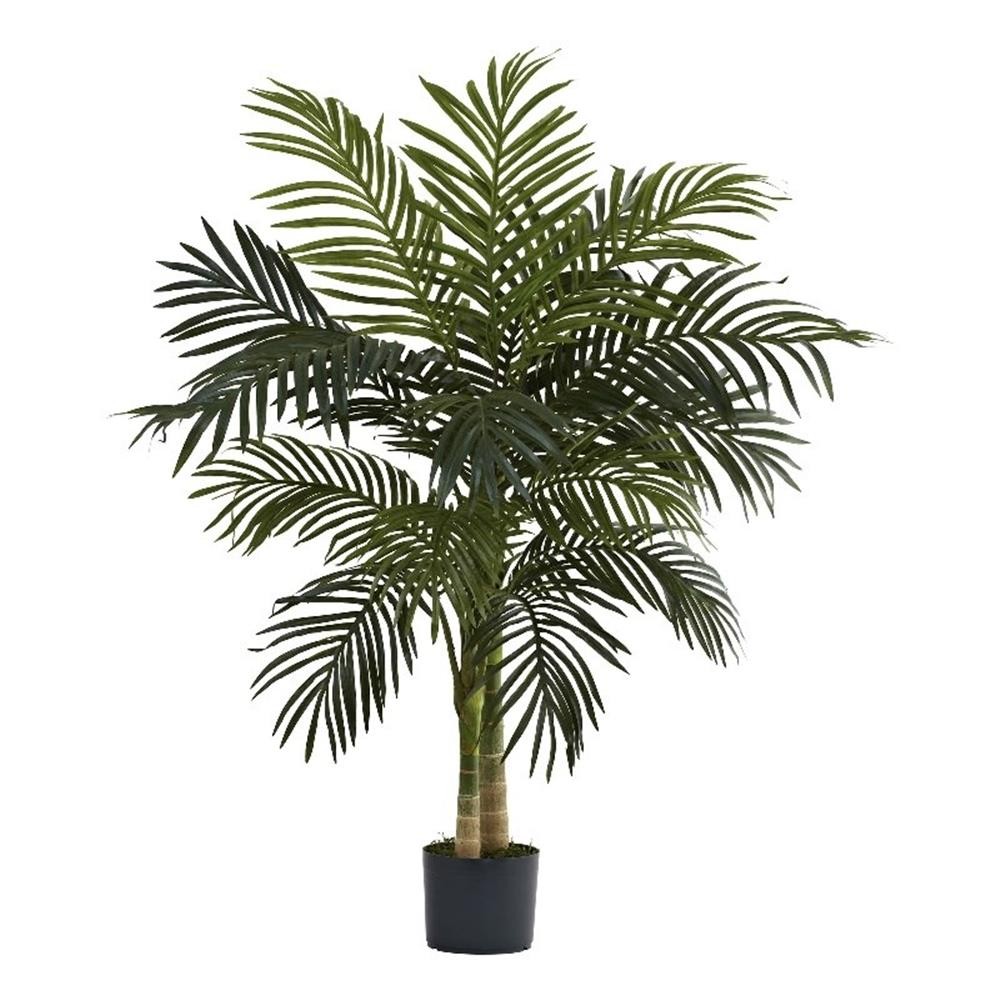 Nearly Natural 48″ Golden Cane Palm Tree with 2-Trunks and Leaves in Green/Black