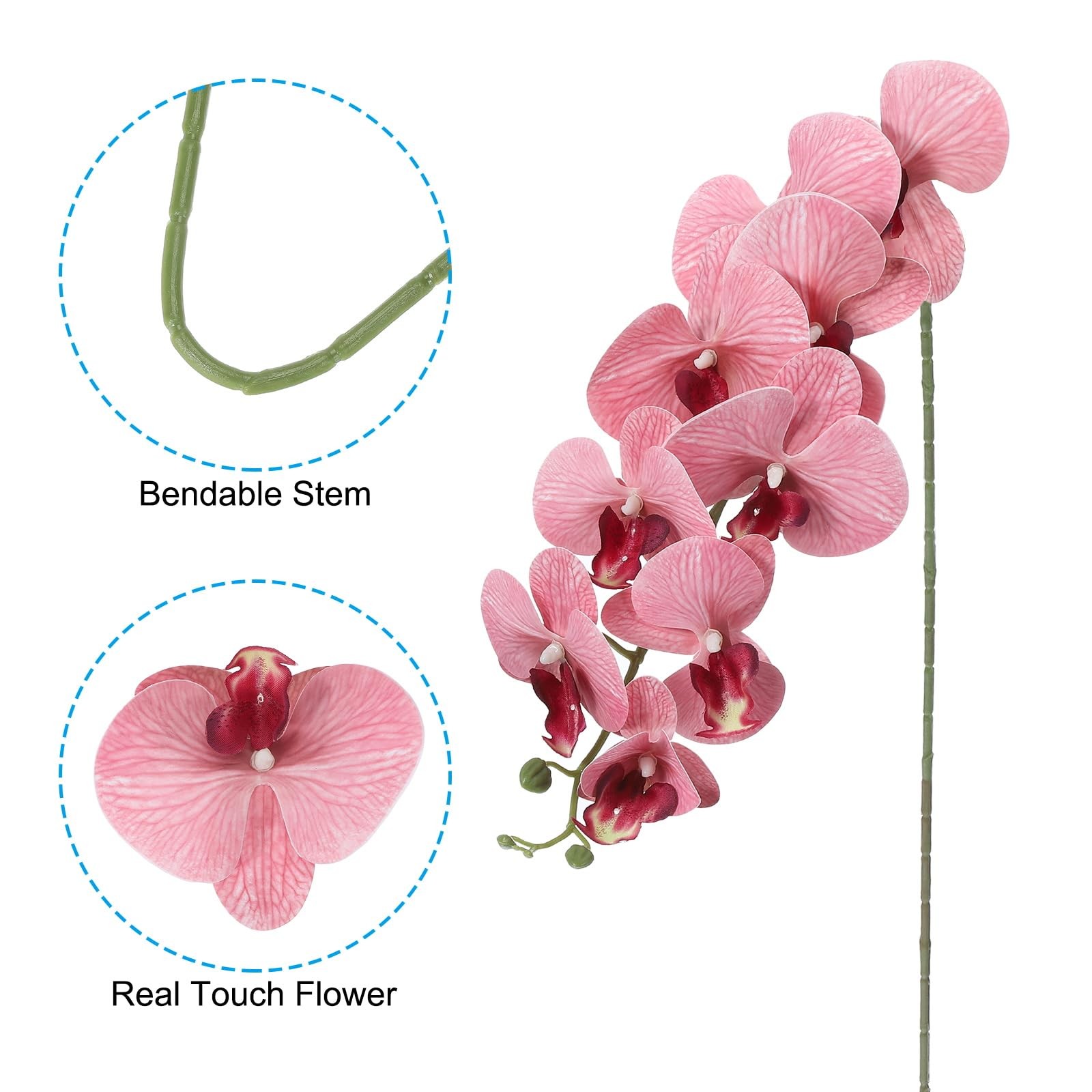 PATIKIL Artificial Orchid Stems 41″, 6 Pack 9 Heads Faux Phalaenopsis Flowers…