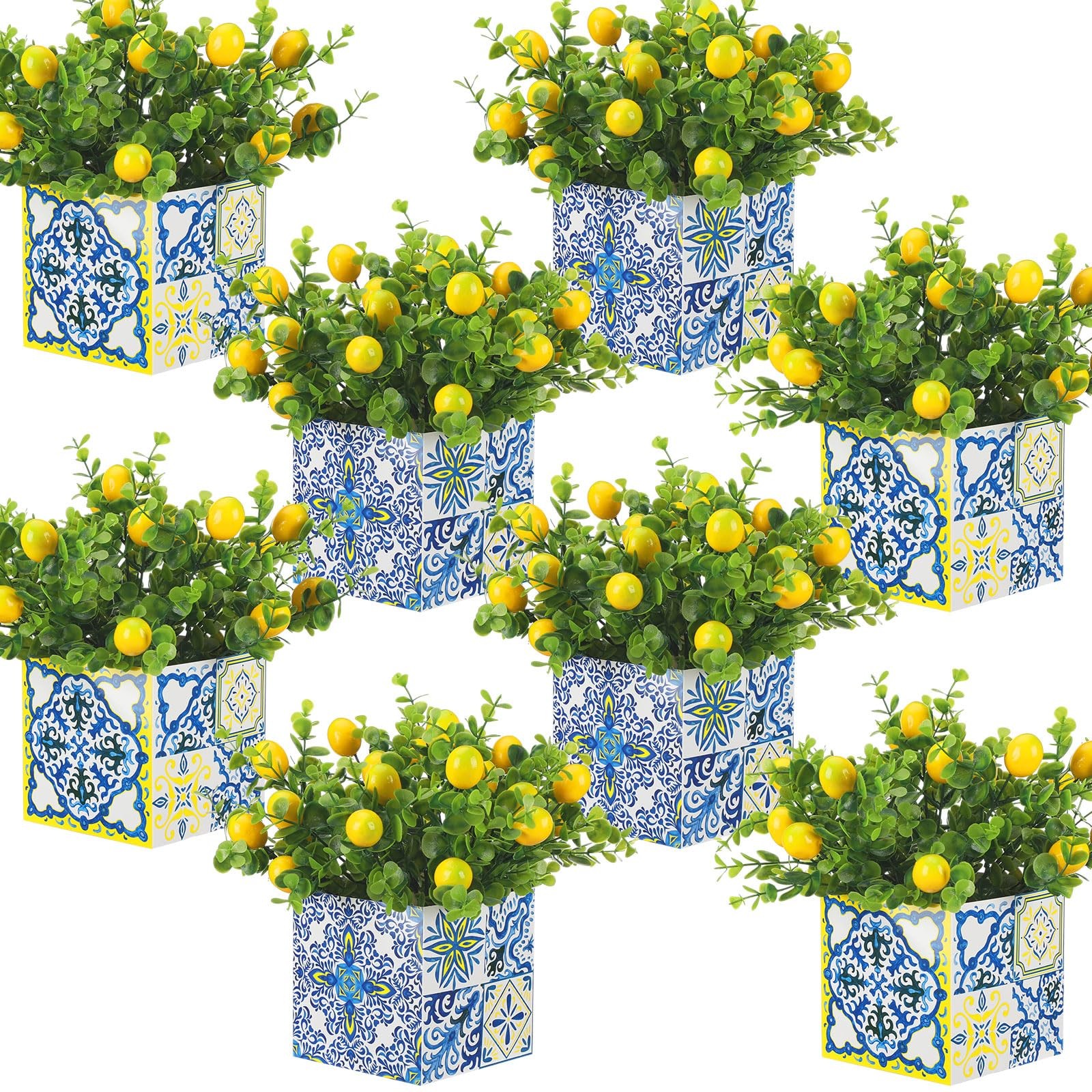 Giegxin Blue Tiles Lemon Table Centerpiece Decor Amalfi Coast Box Decorations…