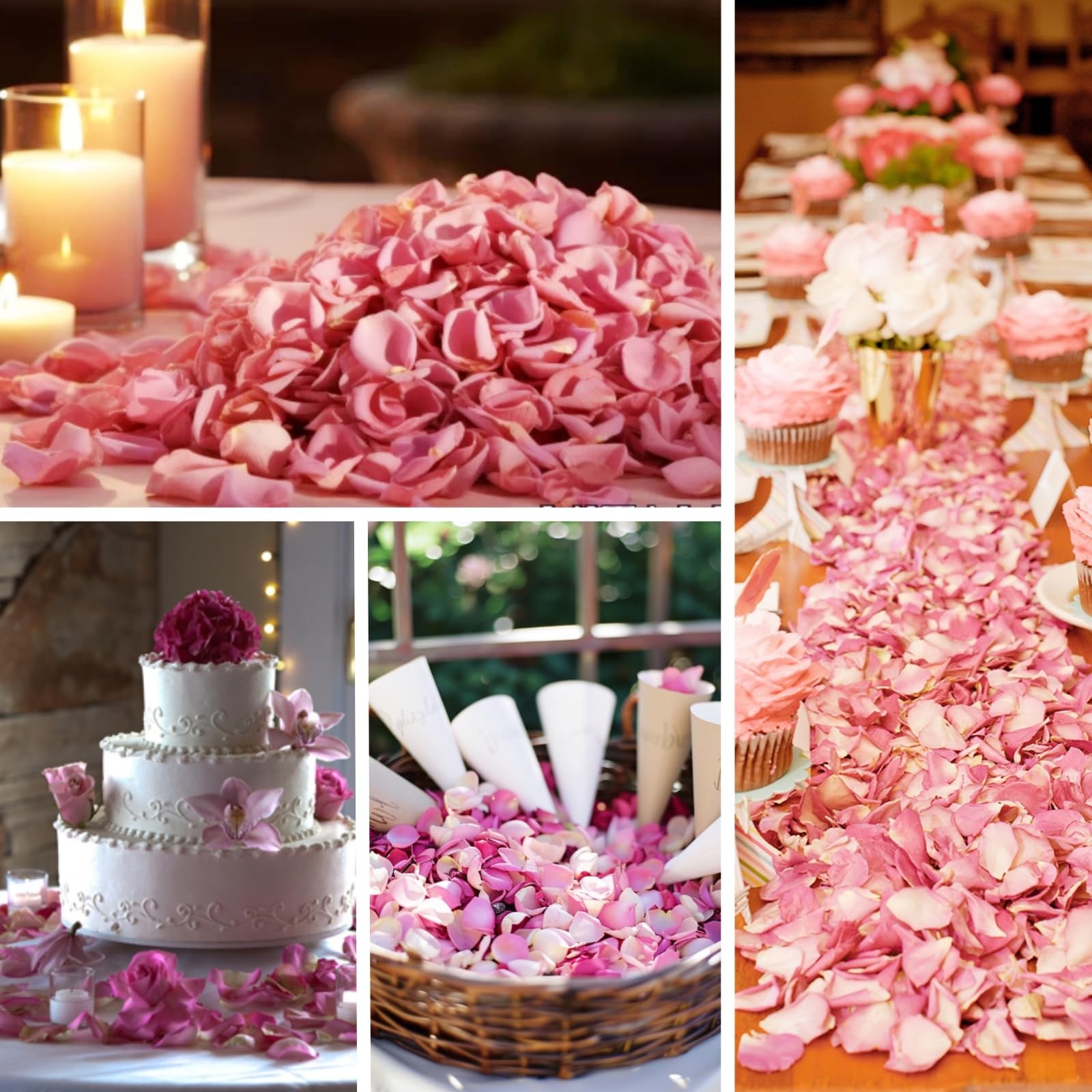 200 PCS Dried Real Pink Rose Petals 1.75oz Wedding Party Decor Confetti
