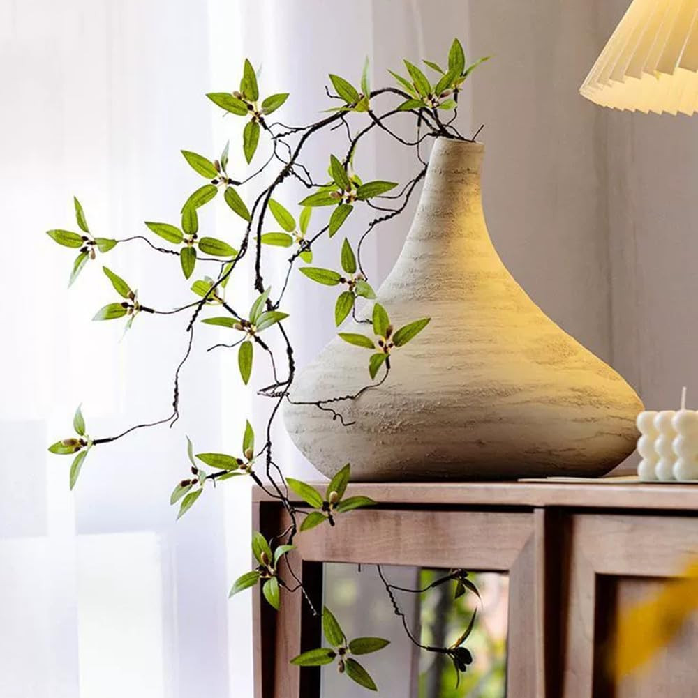 Artificial Plants,2Pcs 43.3″ Green Faux Branches for Vase,Faux Greenery Stems Va