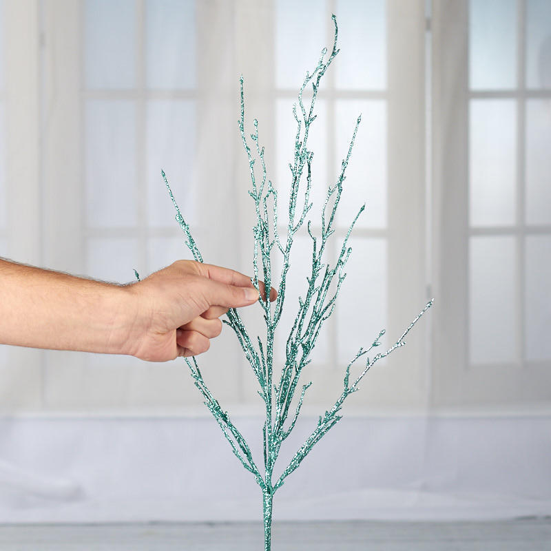Set of 2 Sparkling Turquoise Artificial Twig 36″ Sprays