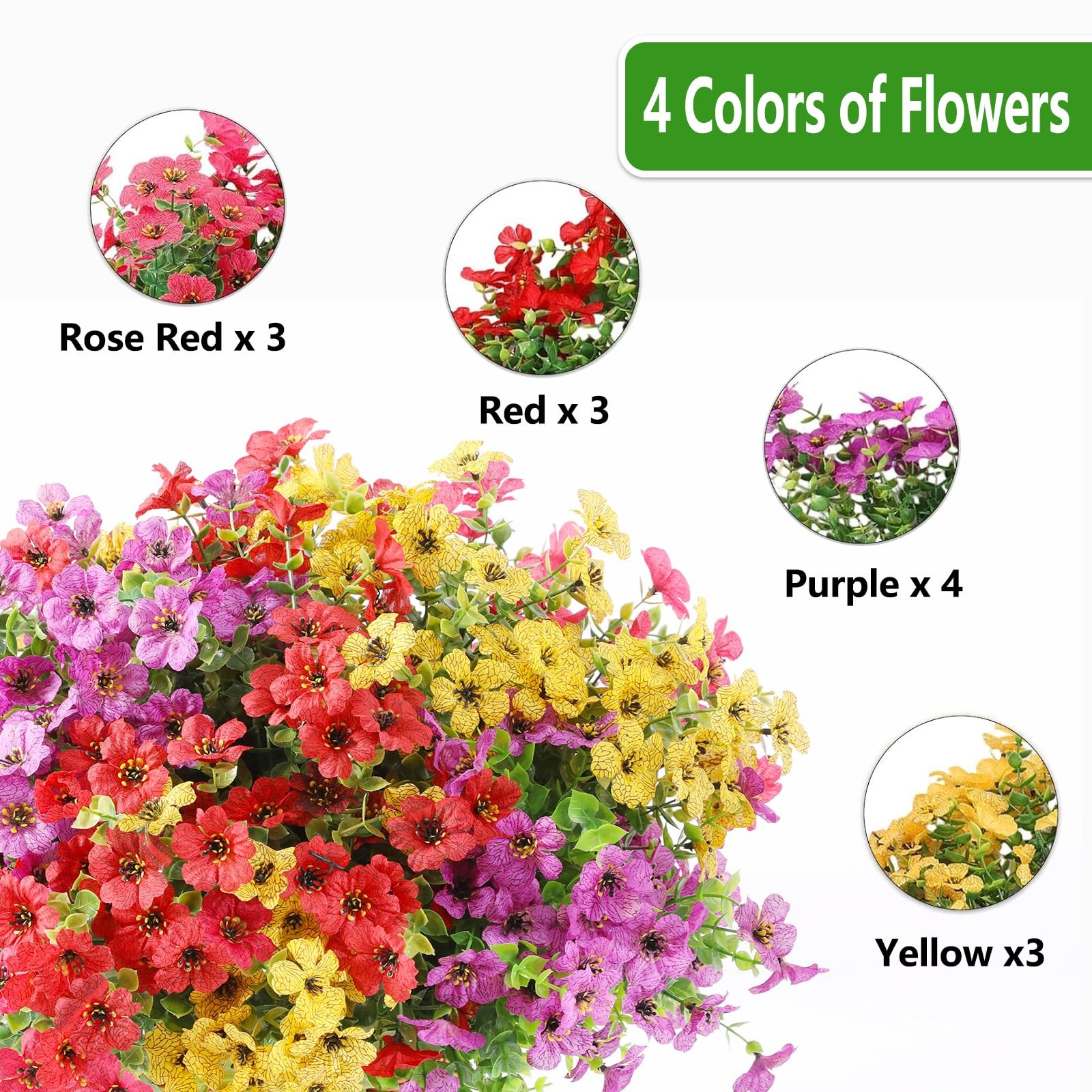 Artificial Flowers Fake Plants for Outdoors Spring Decoration, 13Bundles Silk…