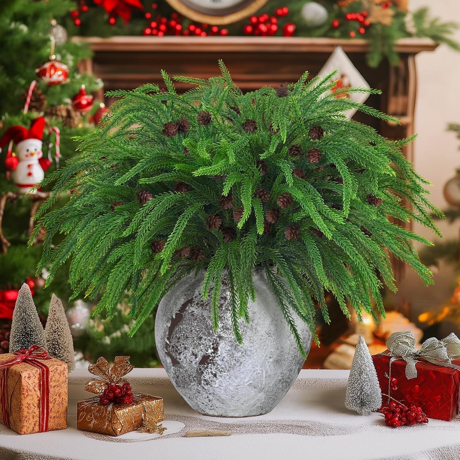 Dolicer 12 Pcs Christmas Decorations Norfolk Pine Stems, 17.7’’ Real Touch Norfo