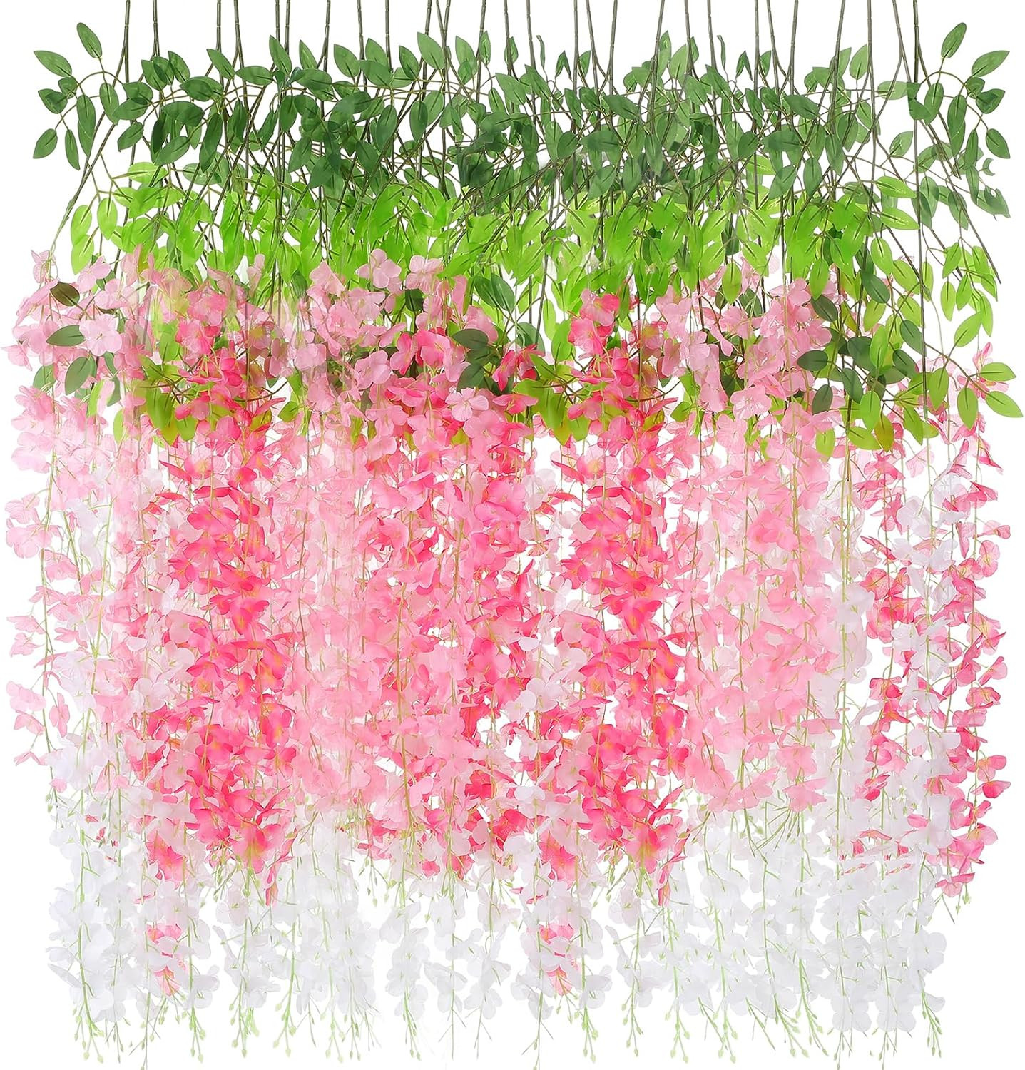 24 Pcs Artificial Wisteria Flower Vine Garland for Wedding & Home Decor