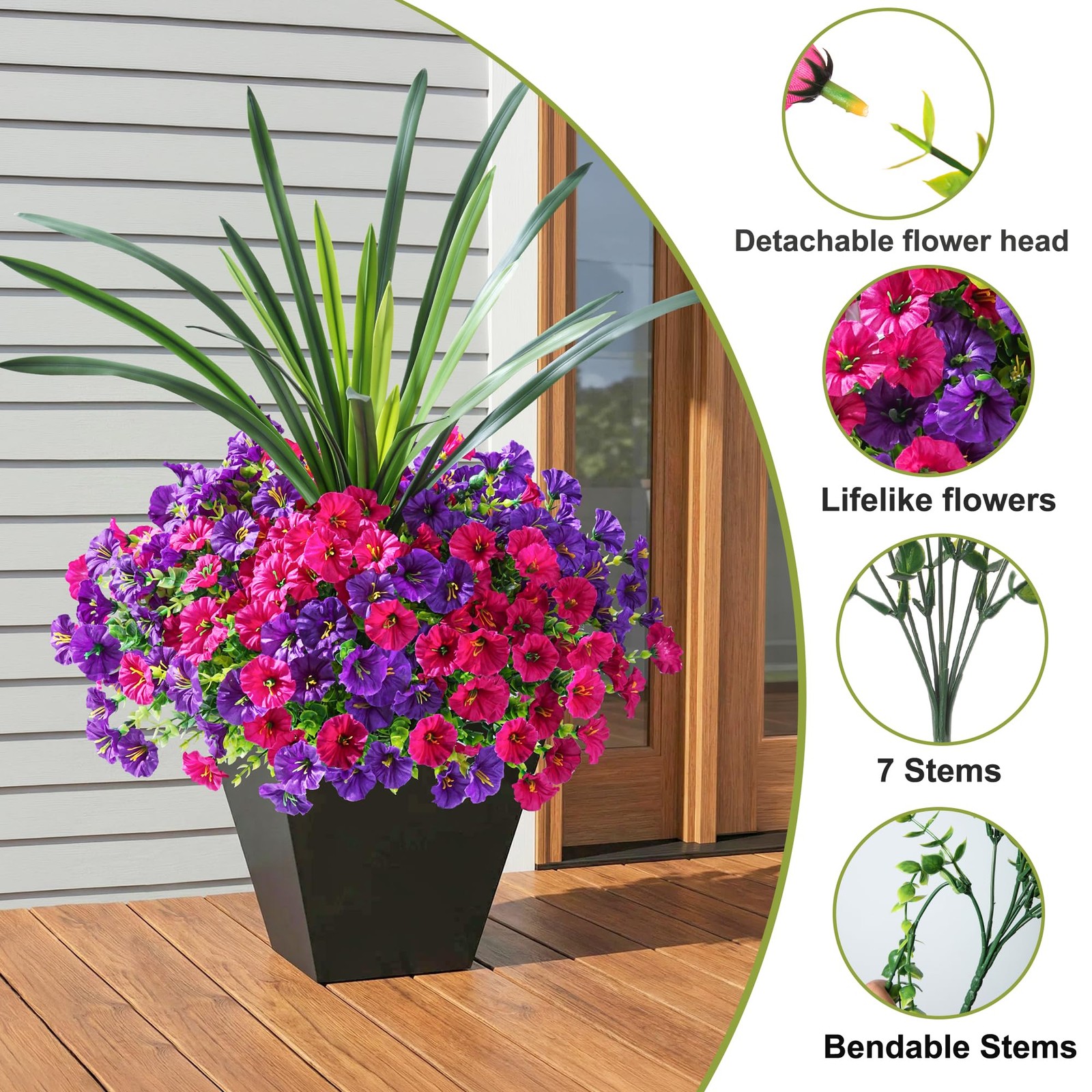 Artificial Flowers for Outdoors Decoration, 13Pcs Fake Morning Glory Flowers …