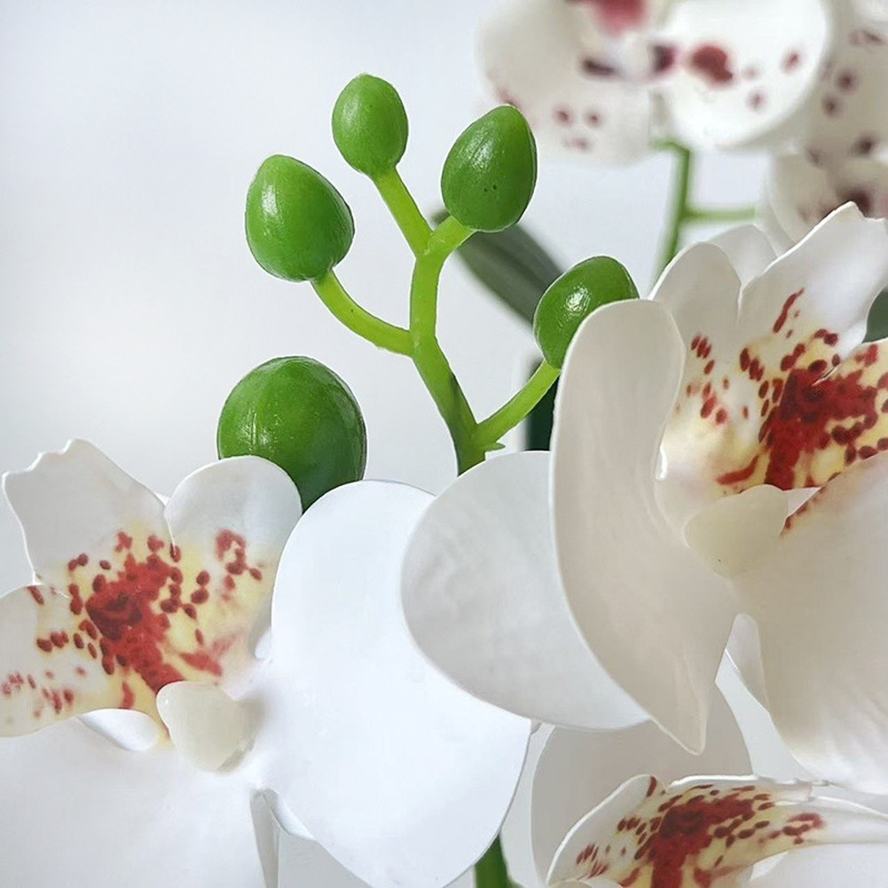Artificial Orchid Arrangement 3 Bloom 7.09in with Square Pot for Living Room