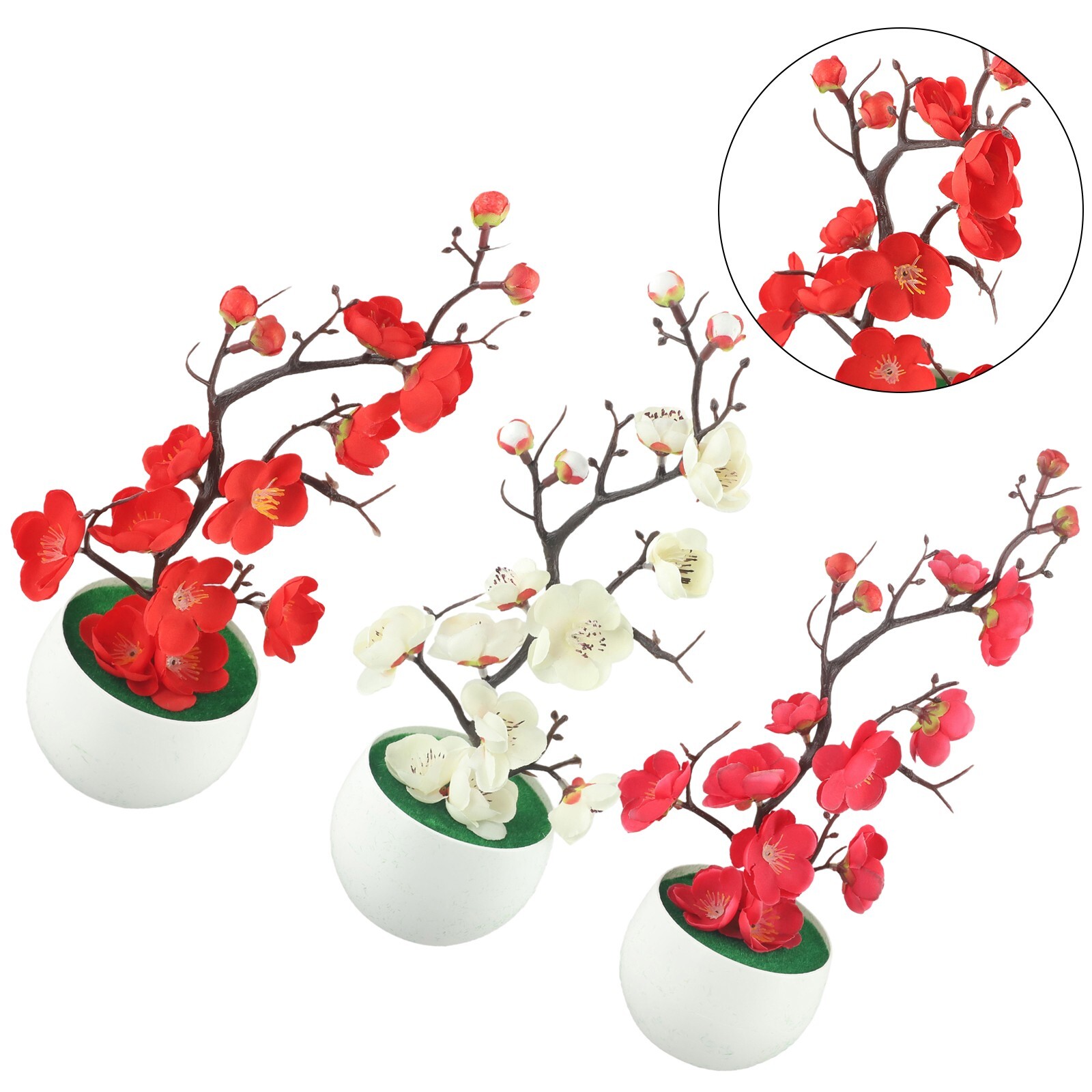Bonsai Simulation Artificial Pot Plant Home Office Plum Blossom Decor