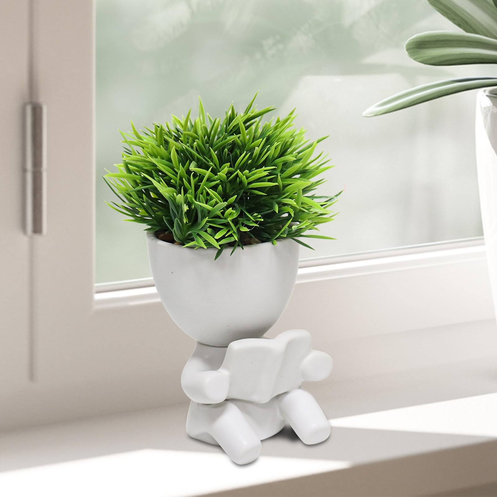 2 PCS Mini Fake Succulent Plants Desk Decor Cute Faux Bathroom Office Decor