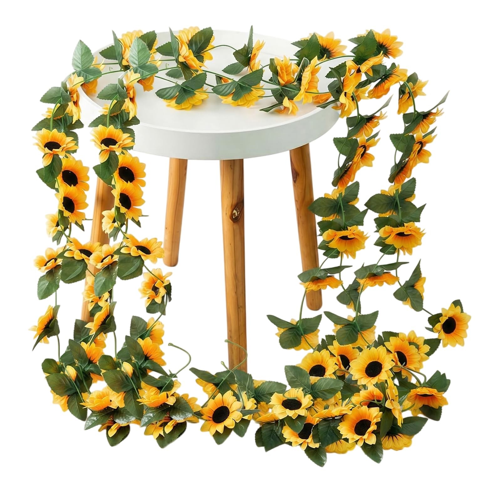 2Pack Artificial Sunflower Garlands Fake Hanging Sunflowers Silk Vines with G…