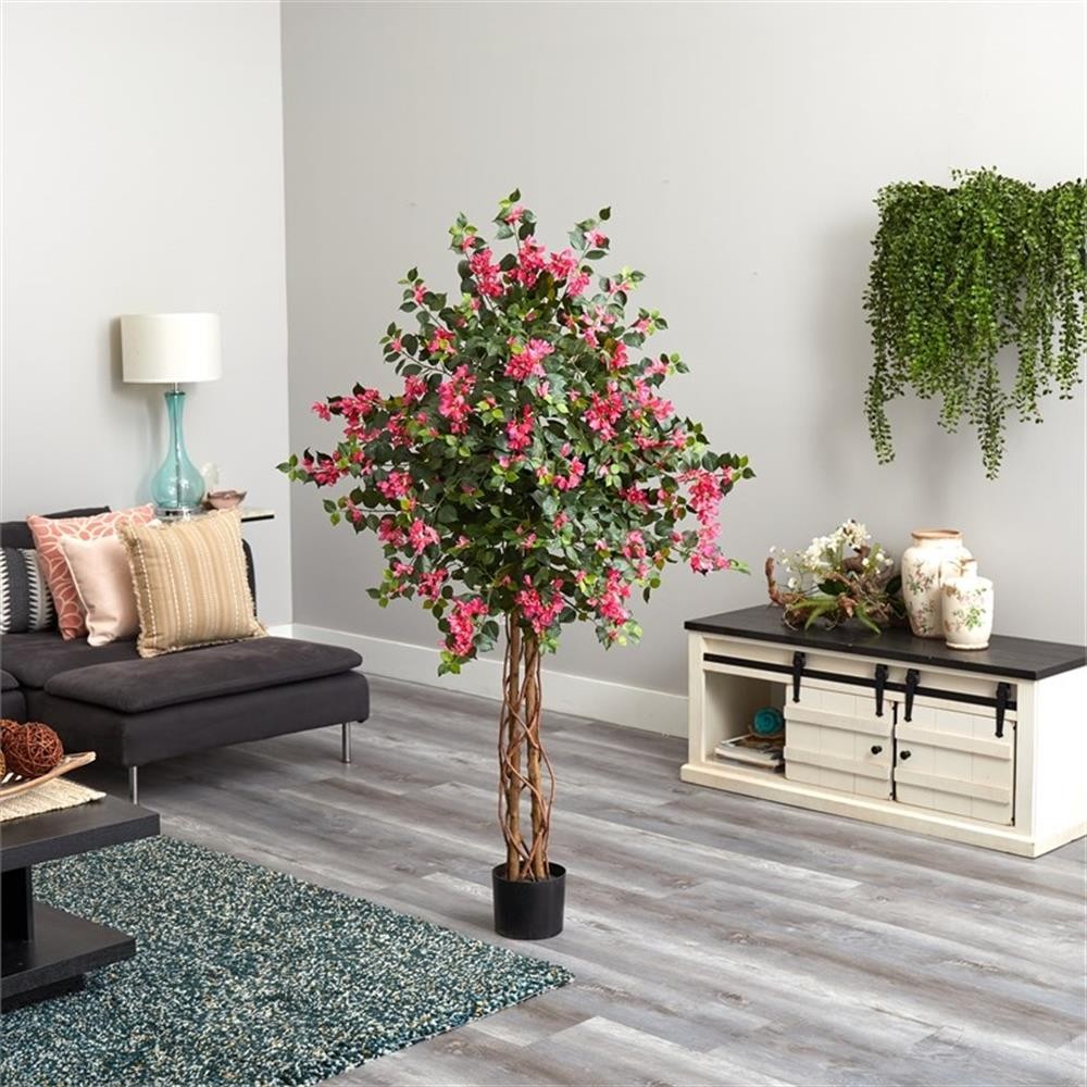 Pemberly Row 66″ Bougainvillea Artificial Tree in Pink/Black