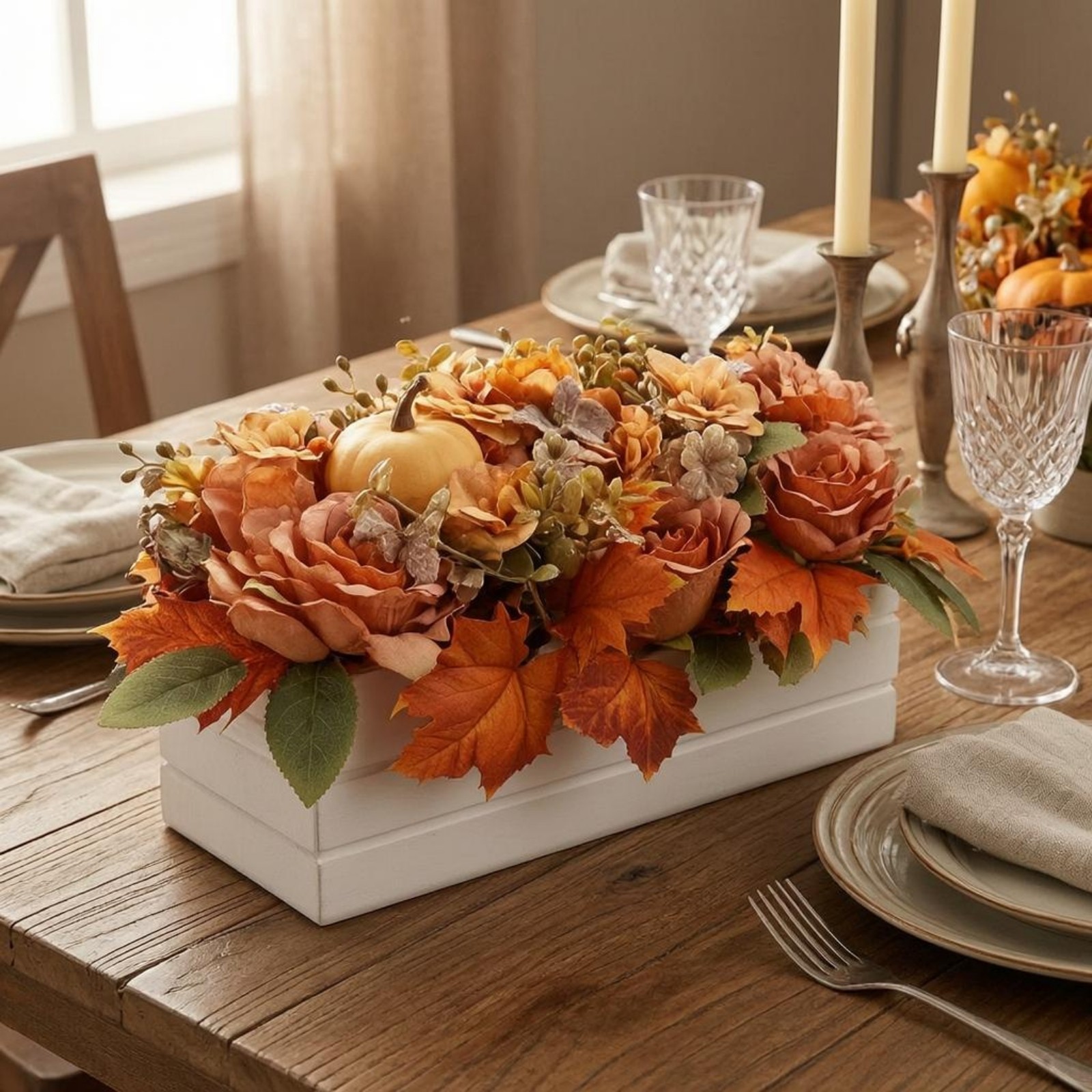Fall Desktop Centerpiece Mixed Foliage Seasonal Decor Lightweight