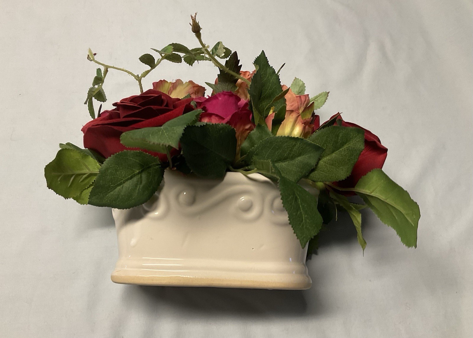Artificial Flowers And Ceramic Holder/Pot
