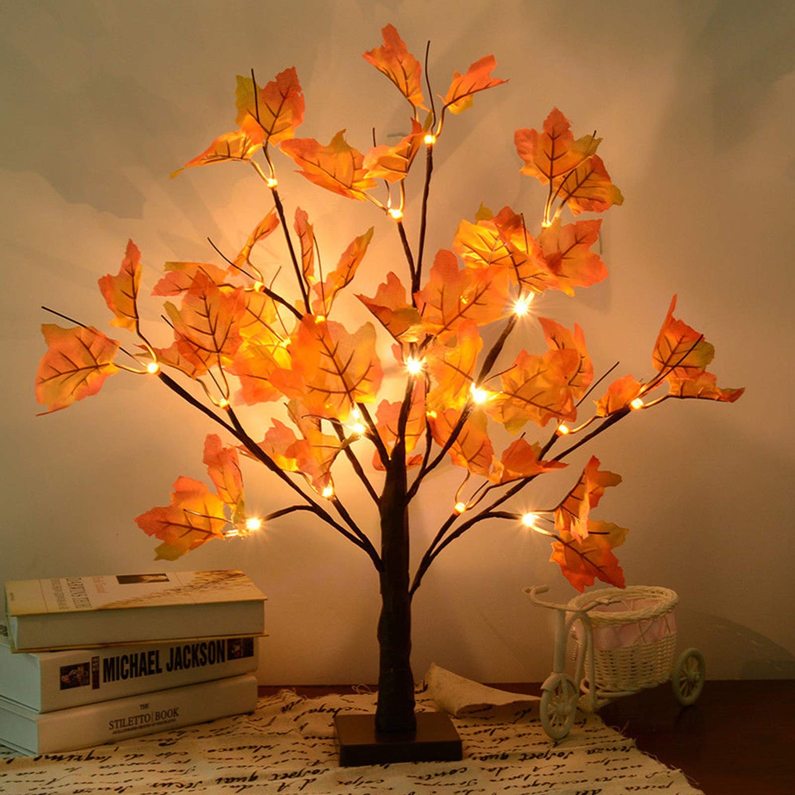 Artificial Fall Lighted Maple Tree 24 LED 1 Pack,
