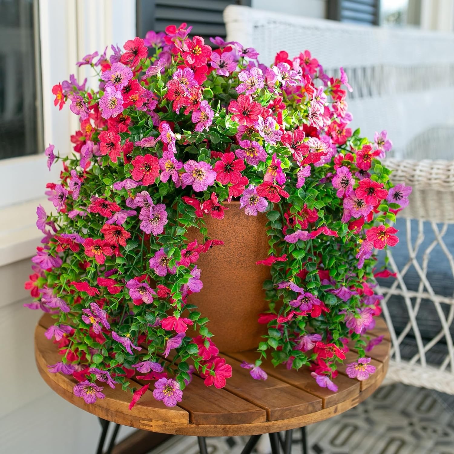 Outdoor Realistic Artificial Flower Decorations, Set of 2 in Purple and Pink